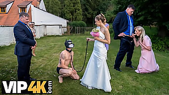 Bride And Groom'S Unusual Outdoor Love Scene In Public